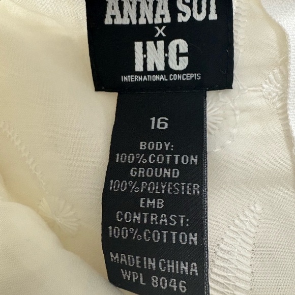 Anna Sui x Inc. White Cotton Embroidered w/ Lace & 3D Flowers. Modest, Feminine - Picture 11 of 16